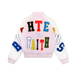 "Righteous Thru Faith" Varsity Jacket (Pink)