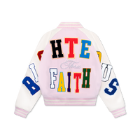 "Righteous Thru Faith" Varsity Jacket (Pink)