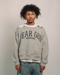 "Fear God" Distressed Cropped Hoodie