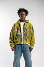 Risen King Cropped Zip (Moss)