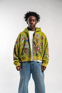 Risen King Cropped Zip (Moss)