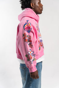 "Risen King" Cropped Zip (Pink)