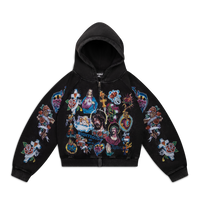 "Risen King" Cropped Zip (Black)