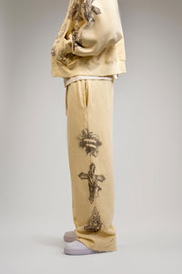 "Tatted Believer" Sweatpants (Cream)