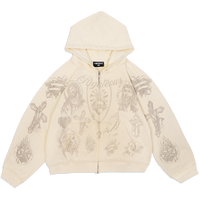 "Tatted Believer" Zip Up (Cream)