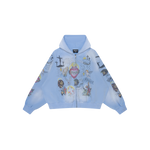 "Sacred Revival" Cropped Zip (Blue)