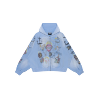 "Sacred Revival" Cropped Zip (Blue)