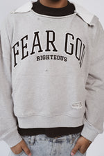 "Fear God" Distressed Cropped Hoodie