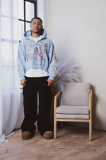 Risen King Cropped Zip (Blue)