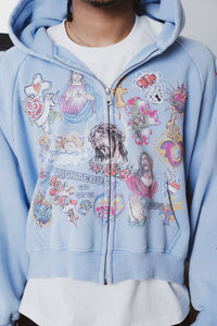 Risen King Cropped Zip (Blue)