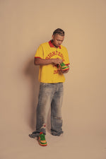 "Red Paisley" Distressed Denim