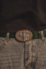 "Heaven's Seal" Green Croc Leather Belt