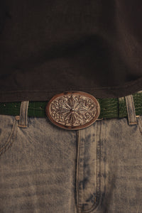 "Heaven's Seal" Green Croc Leather Belt