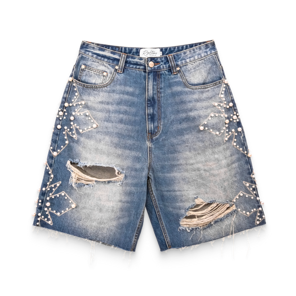 Pearl Distressed Denim Shorts