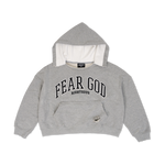 "Fear God" Distressed Cropped Hoodie