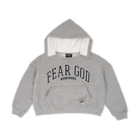 "Fear God" Distressed Cropped Hoodie