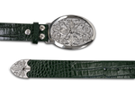 "Heaven's Seal" Green Croc Leather Belt