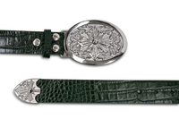 "Heaven's Seal" Green Croc Leather Belt