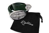 "Heaven's Seal" Green Croc Leather Belt