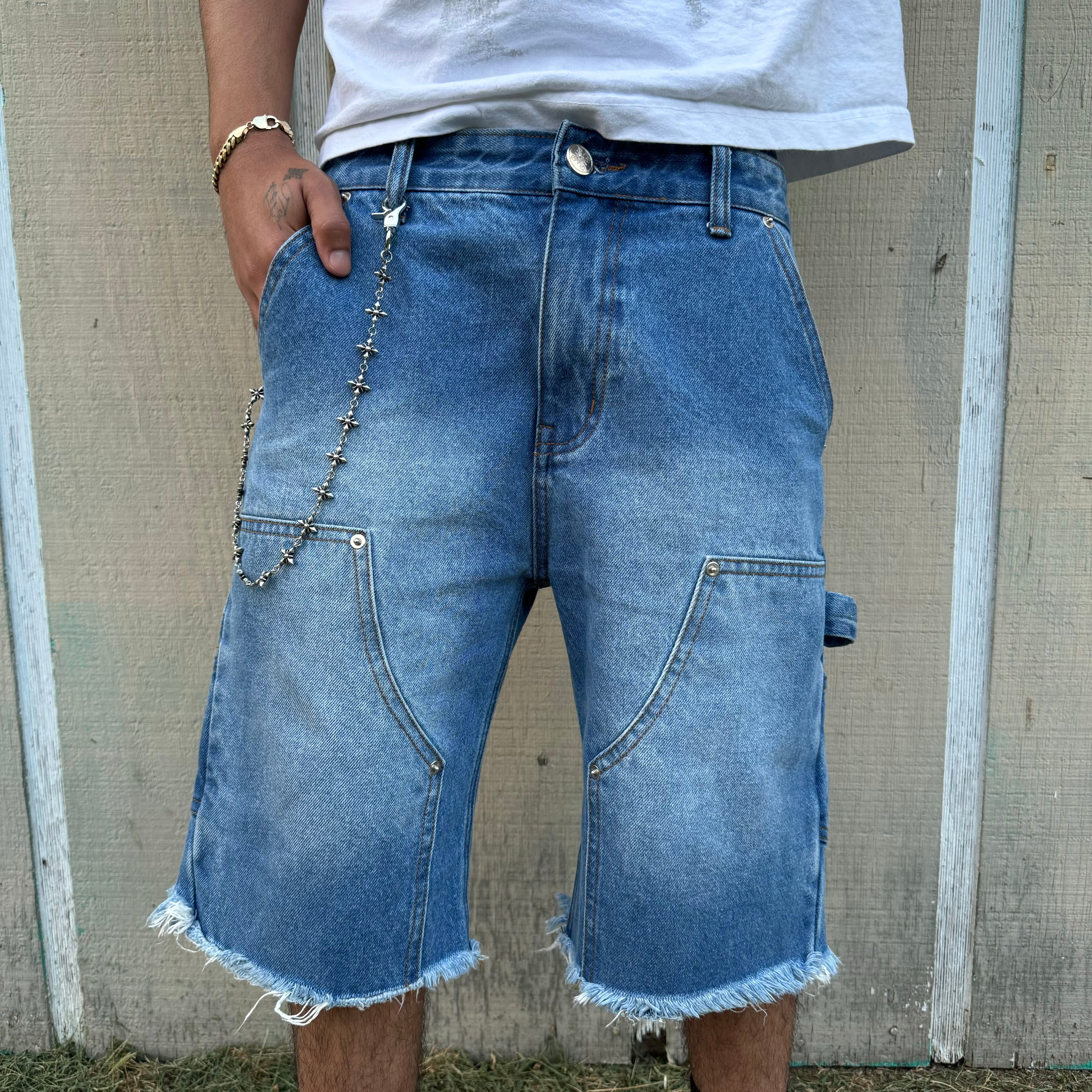 Double Knee Jorts (Blue)