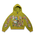 Risen King Cropped Zip (Moss)