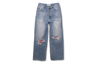 "Red Paisley" Distressed Denim