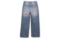 "Red Paisley" Distressed Denim