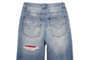 "Red Paisley" Distressed Denim