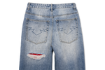 "Red Paisley" Distressed Denim