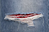 "Red Paisley" Distressed Denim