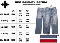 "Red Paisley" Distressed Denim