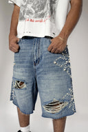 Pearl Distressed Denim Shorts