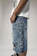 Pearl Distressed Denim Shorts